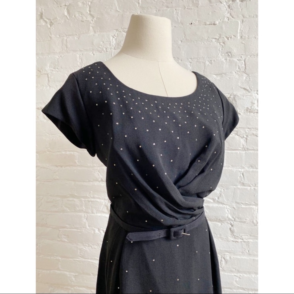 Vintage 1960s Black Rhinestone Cocktail Dress